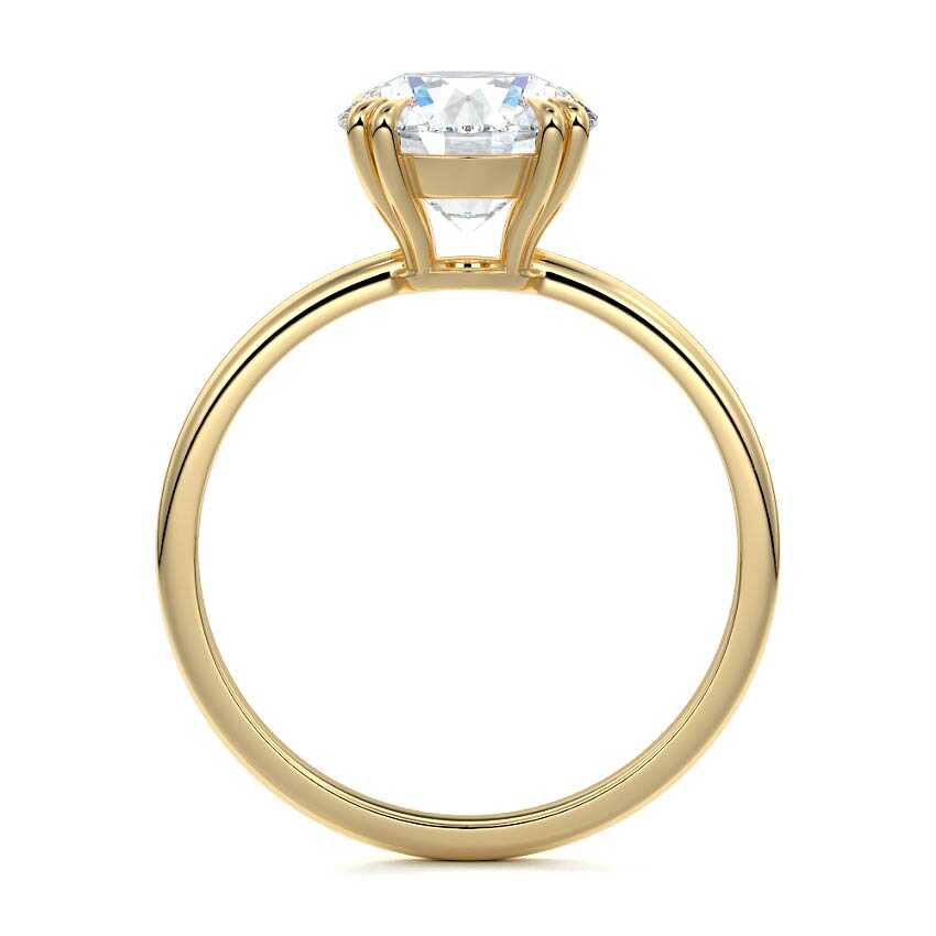 Yellow gold Round Diamond Solitaire Engagement Ring with Classic Basket Setting