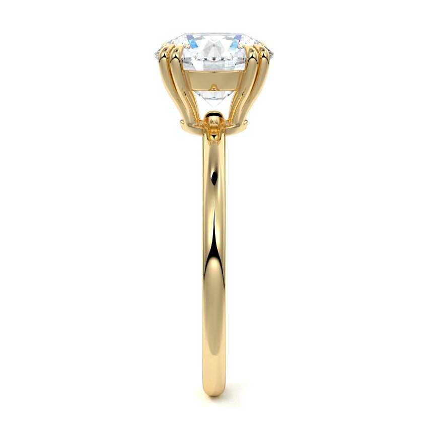 Yellow gold Round Diamond Solitaire Engagement Ring with Classic Basket Setting