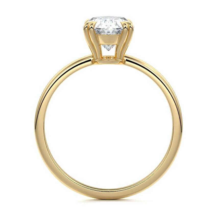 Yellow gold Oval Diamond Solitaire Engagement Ring with Classic Basket Setting