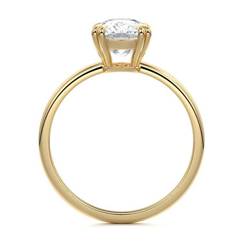 Yellow gold Cushion Diamond Solitaire Engagement Ring with Classic Basket Setting