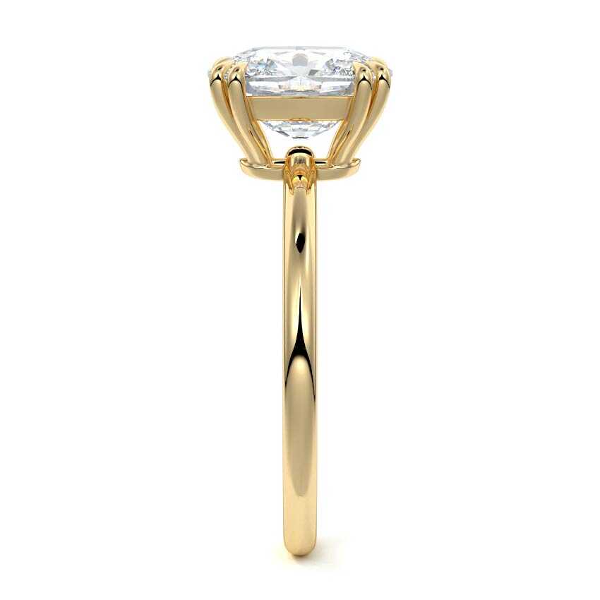 Yellow gold Cushion Diamond Solitaire Engagement Ring with Classic Basket Setting
