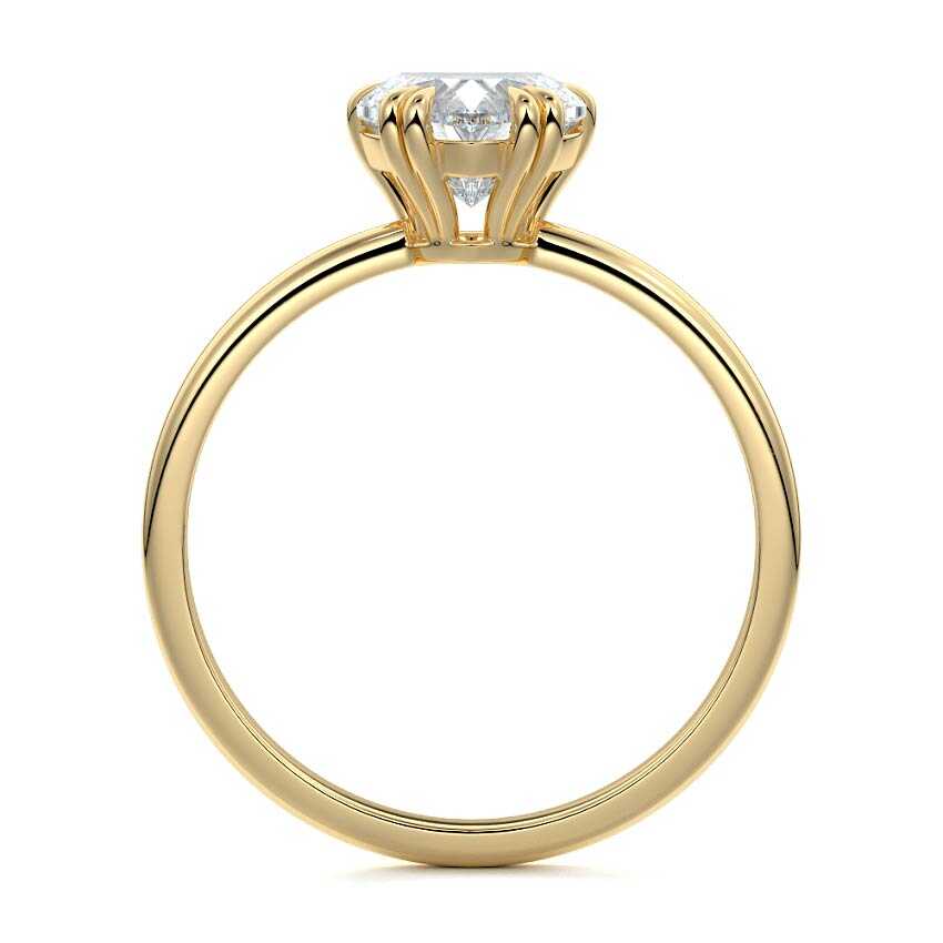 Yellow gold Heart Diamond Solitaire Engagement Ring with Classic Basket Setting
