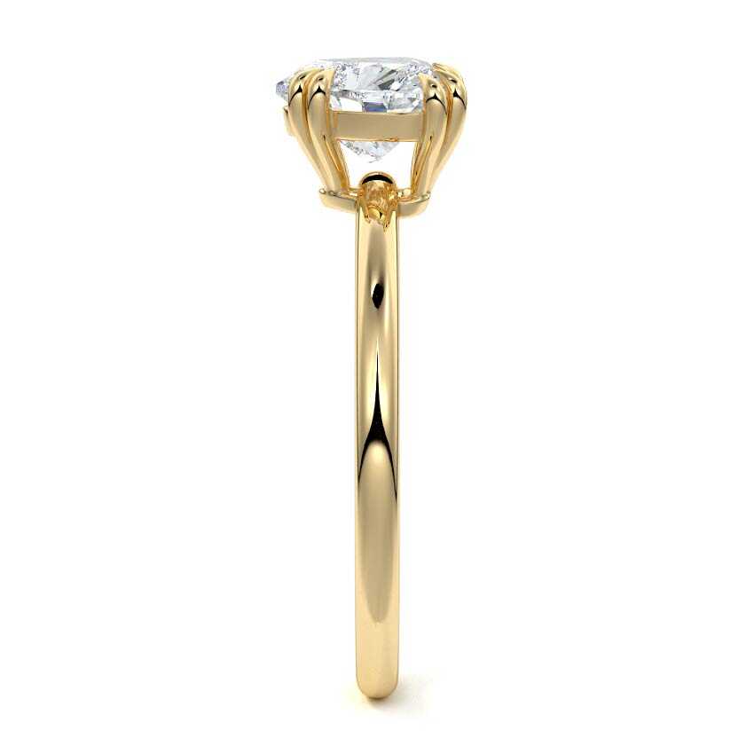 Yellow gold Heart Diamond Solitaire Engagement Ring with Classic Basket Setting