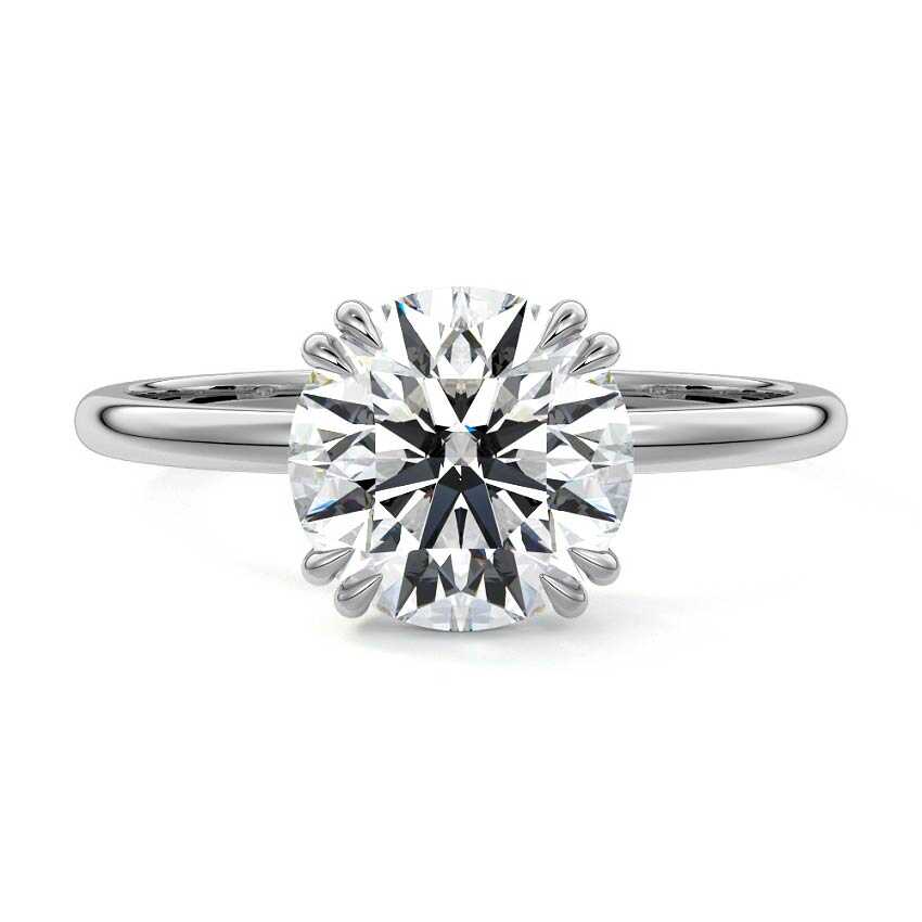 White gold Round Diamond Solitaire Engagement Ring with Classic Basket Setting