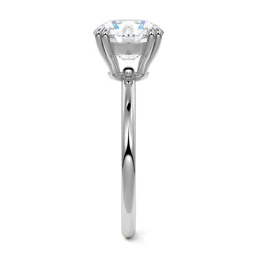White gold Round Diamond Solitaire Engagement Ring with Classic Basket Setting