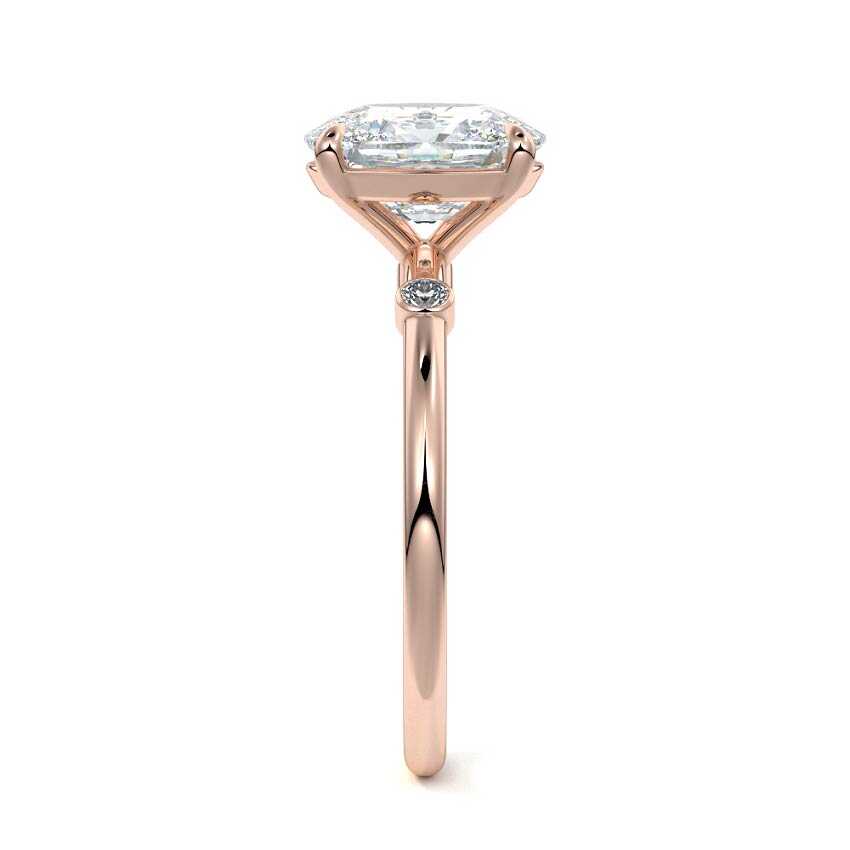 Rose gold Cushion Diamond Side Stone Ring with Round Accents