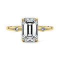 Yellow gold Emerald Diamond Side Stone Ring with Round Accents