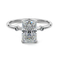 White gold Radiant Diamond Side Stone Ring with Round Accents