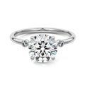 Silver Round Diamond Side Stone Ring with Round Accents