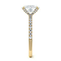 Yellow gold Cushion Diamond Hidden Halo Engagement Ring with Pavé Band