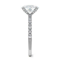 White gold Cushion Diamond Hidden Halo Engagement Ring with Pavé Band