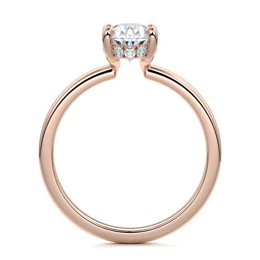 Rose gold Pear Diamond Solitaire Engagement Ring with Hidden Halo