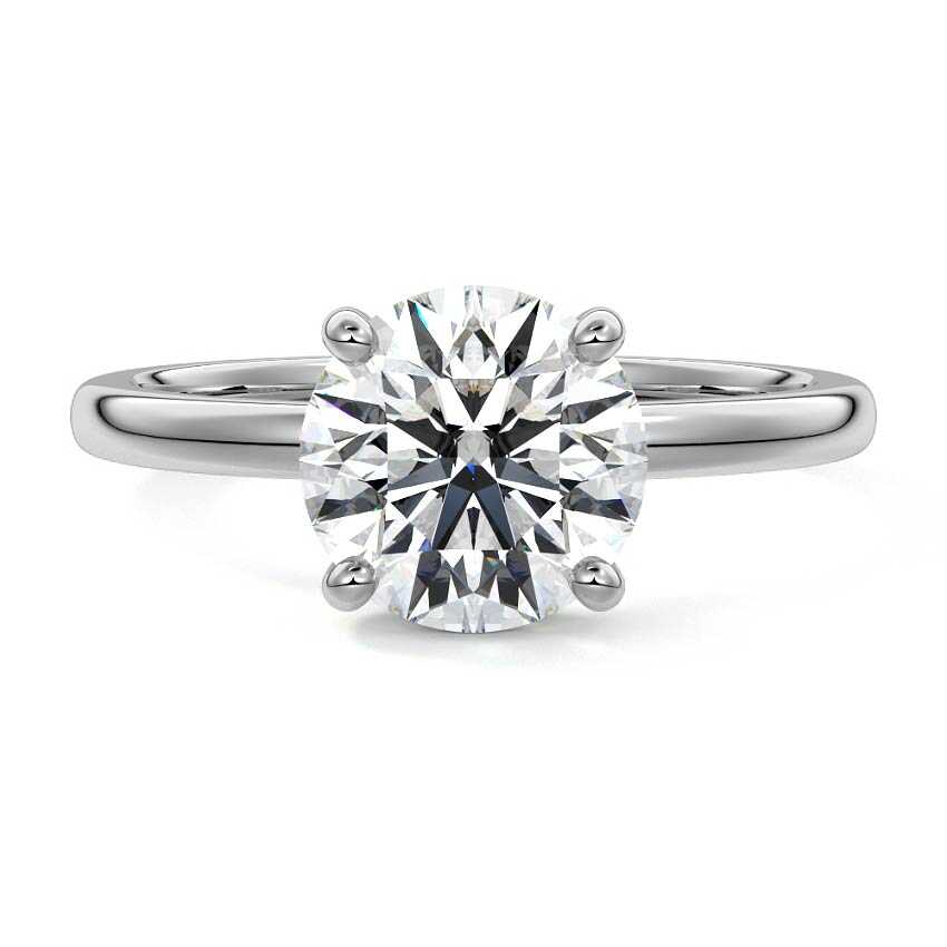 White gold Round Diamond Solitaire Engagement Ring with Hidden Halo