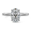 White gold Oval Diamond Solitaire Engagement Ring with Hidden Halo