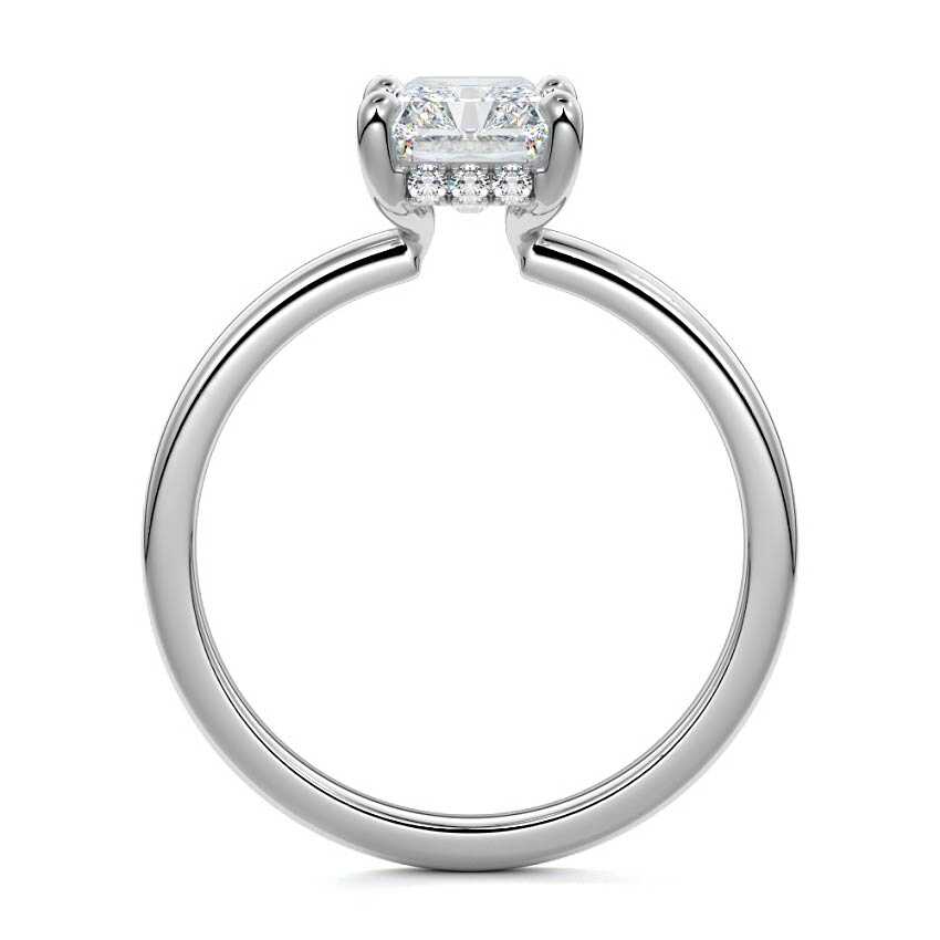 Platinum Radiant Diamond Solitaire Engagement Ring with Hidden Halo