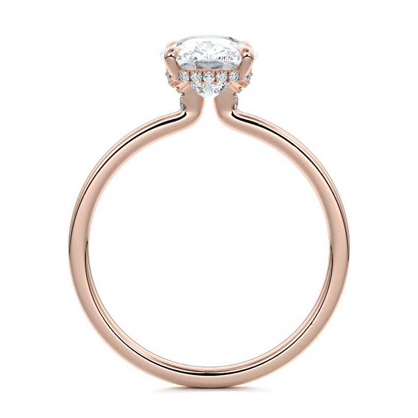 Rose gold Cushion Diamond Solitaire Engagement Ring with Hidden Halo
