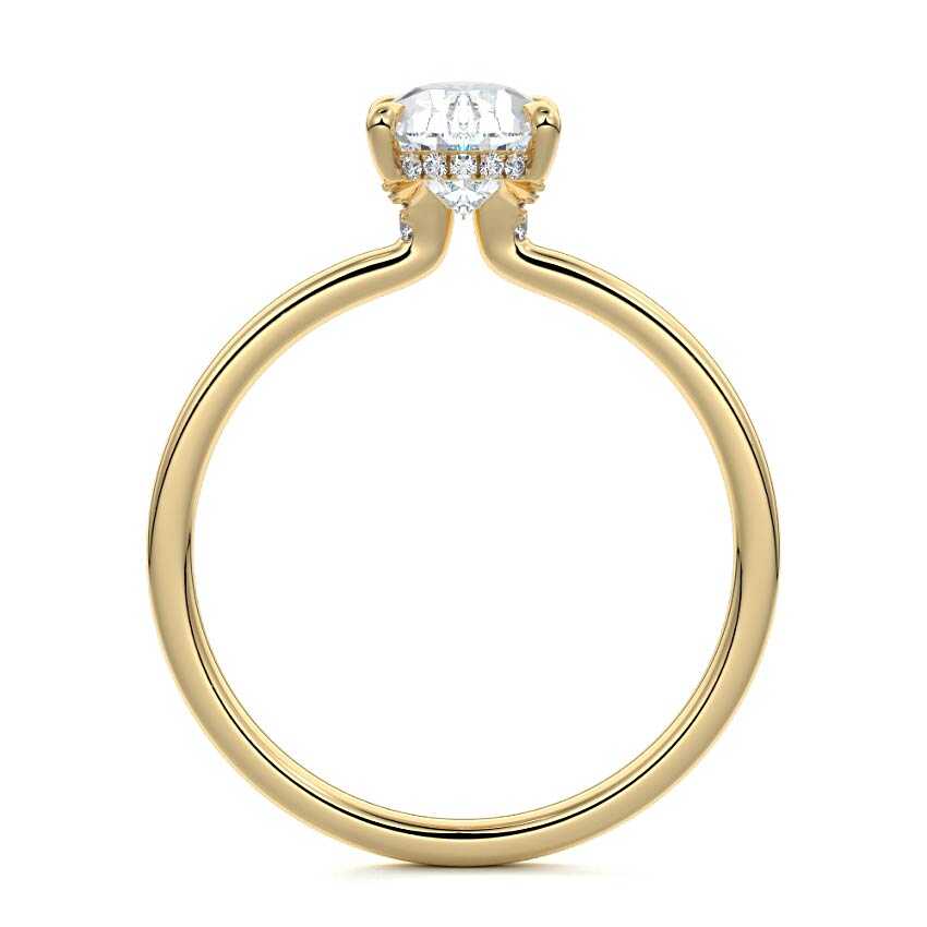 Yellow gold Pear Diamond Solitaire Engagement Ring with Hidden Halo