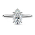 White gold Pear Diamond Solitaire Engagement Ring with Hidden Halo