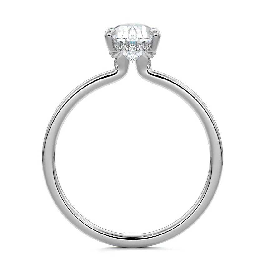 White gold Pear Diamond Solitaire Engagement Ring with Hidden Halo