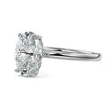 Platinum Oval Diamond Solitaire Engagement Ring with Hidden Halo