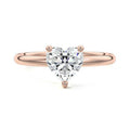 Rose gold Heart Diamond Solitaire Engagement Ring with Low-Profile Basket Setting