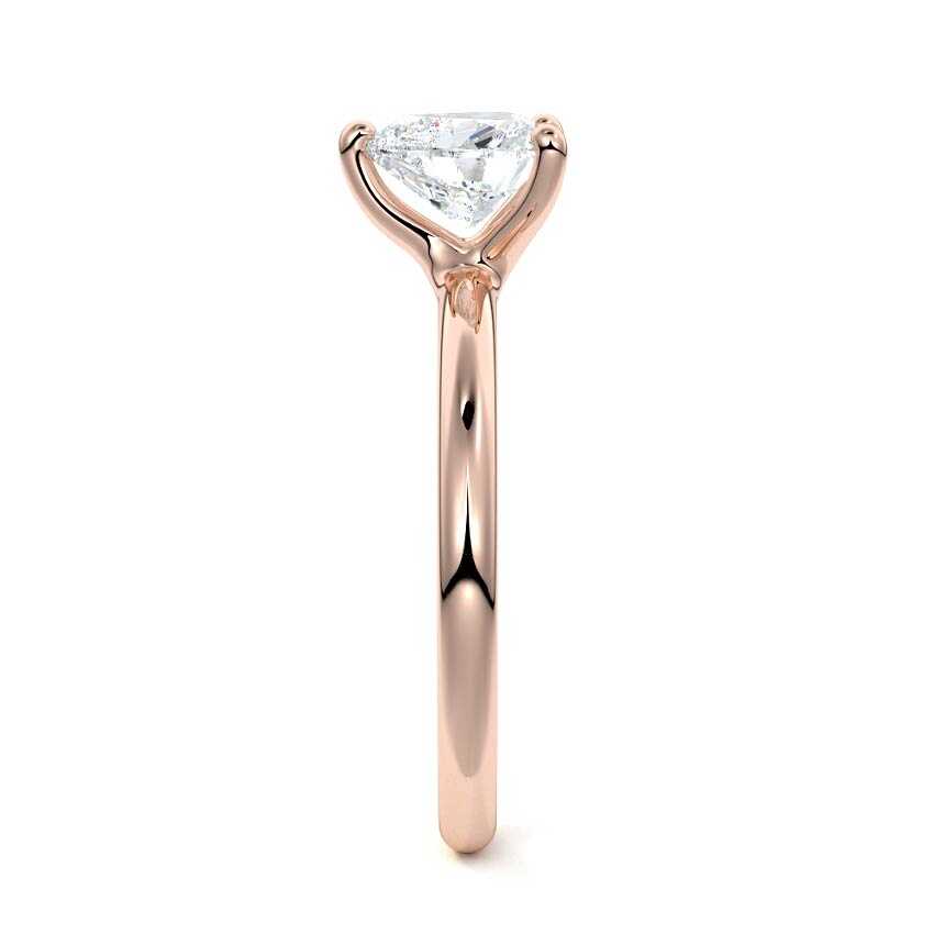 Rose gold Heart Diamond Solitaire Engagement Ring with Low-Profile Basket Setting