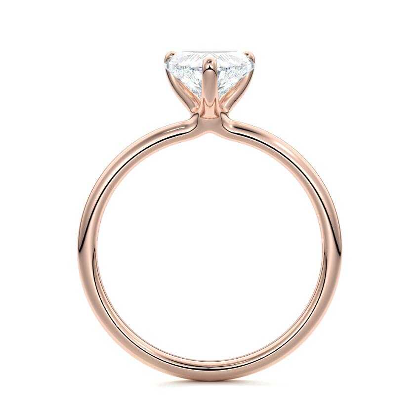 Rose gold Heart Diamond Solitaire Engagement Ring with Low-Profile Basket Setting
