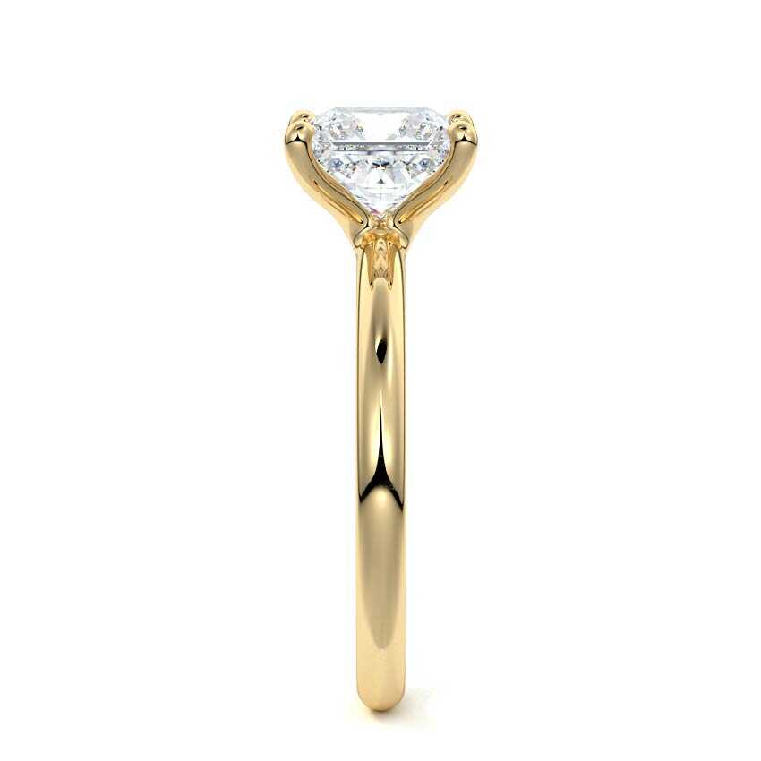 Yellow gold Princess Diamond Solitaire Engagement Ring with Low-Profile Basket Setting