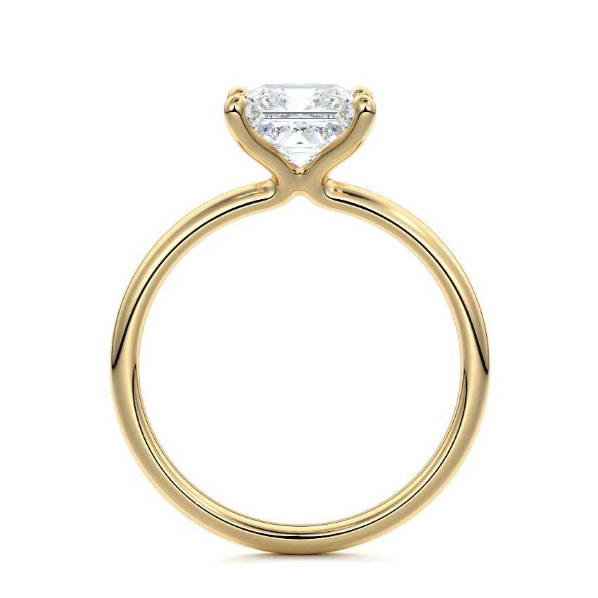 Yellow gold Princess Diamond Solitaire Engagement Ring with Low-Profile Basket Setting