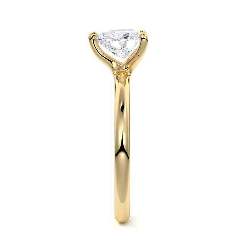 Yellow gold Heart Diamond Solitaire Engagement Ring with Low-Profile Basket Setting