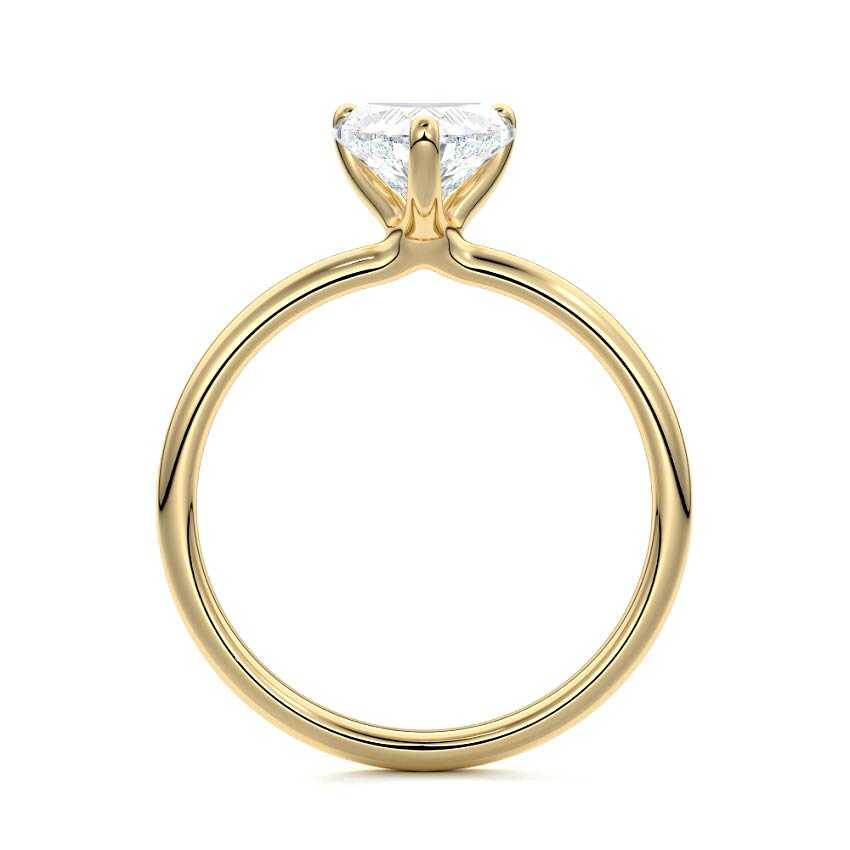 Yellow gold Heart Diamond Solitaire Engagement Ring with Low-Profile Basket Setting