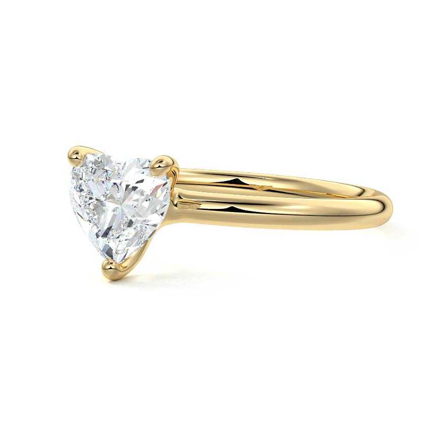 Yellow gold Heart Diamond Solitaire Engagement Ring with Low-Profile Basket Setting