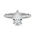 White gold Pear Diamond Solitaire Engagement Ring with Low-Profile Basket Setting