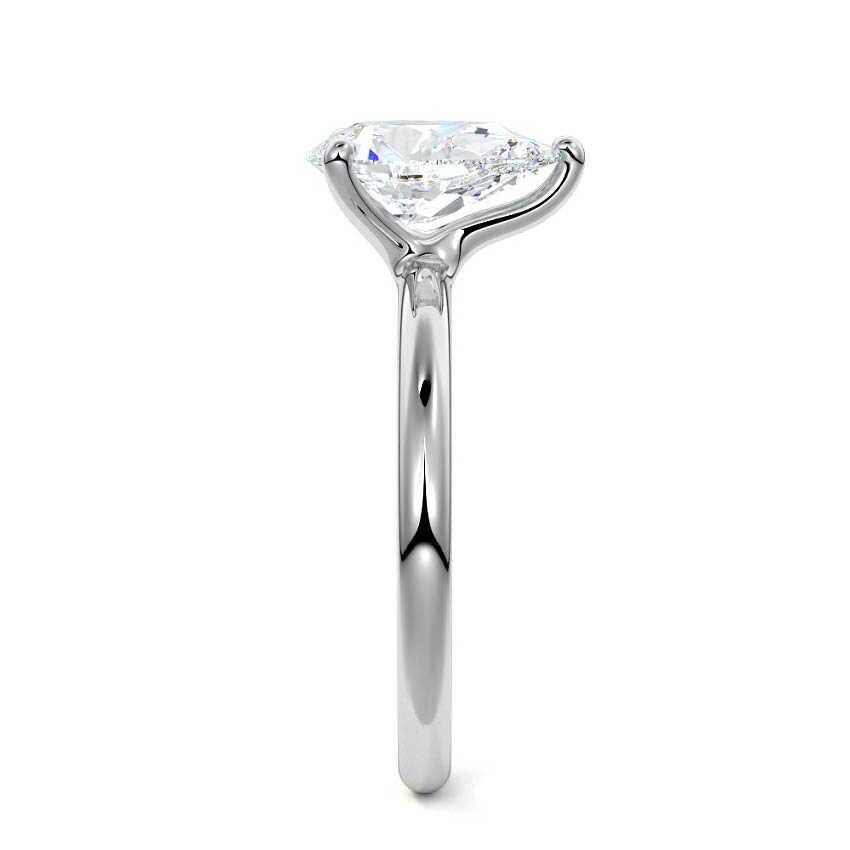 White gold Pear Diamond Solitaire Engagement Ring with Low-Profile Basket Setting