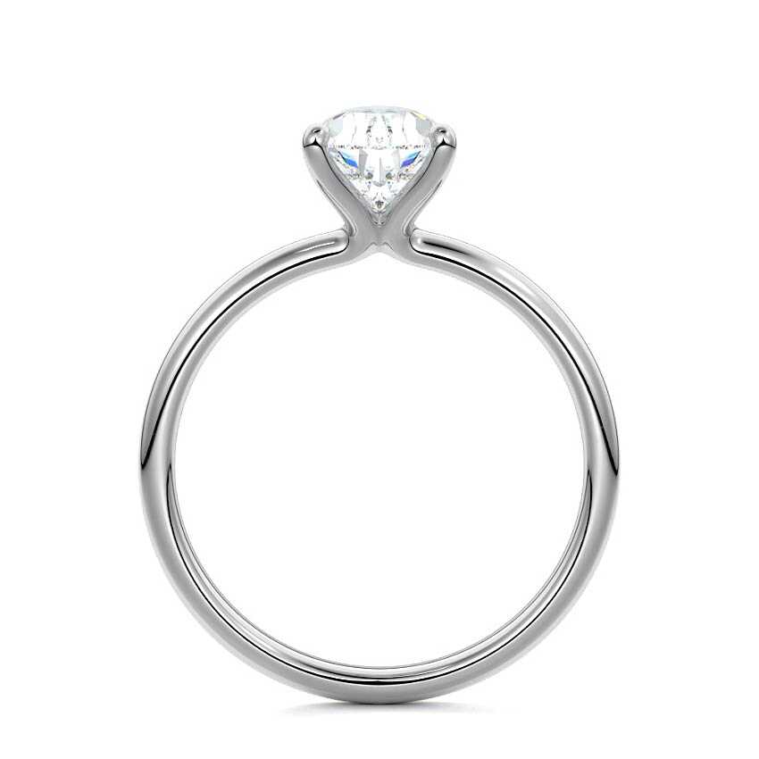 White gold Pear Diamond Solitaire Engagement Ring with Low-Profile Basket Setting