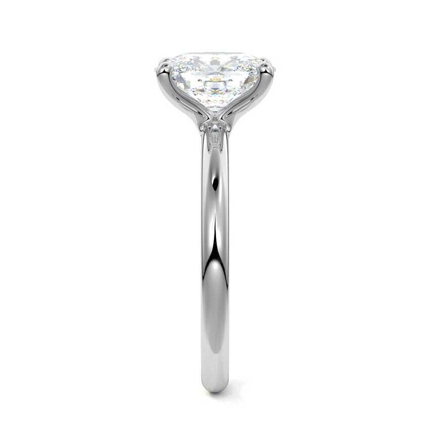Silver Cushion Diamond Solitaire Engagement Ring with Low-Profile Basket Setting