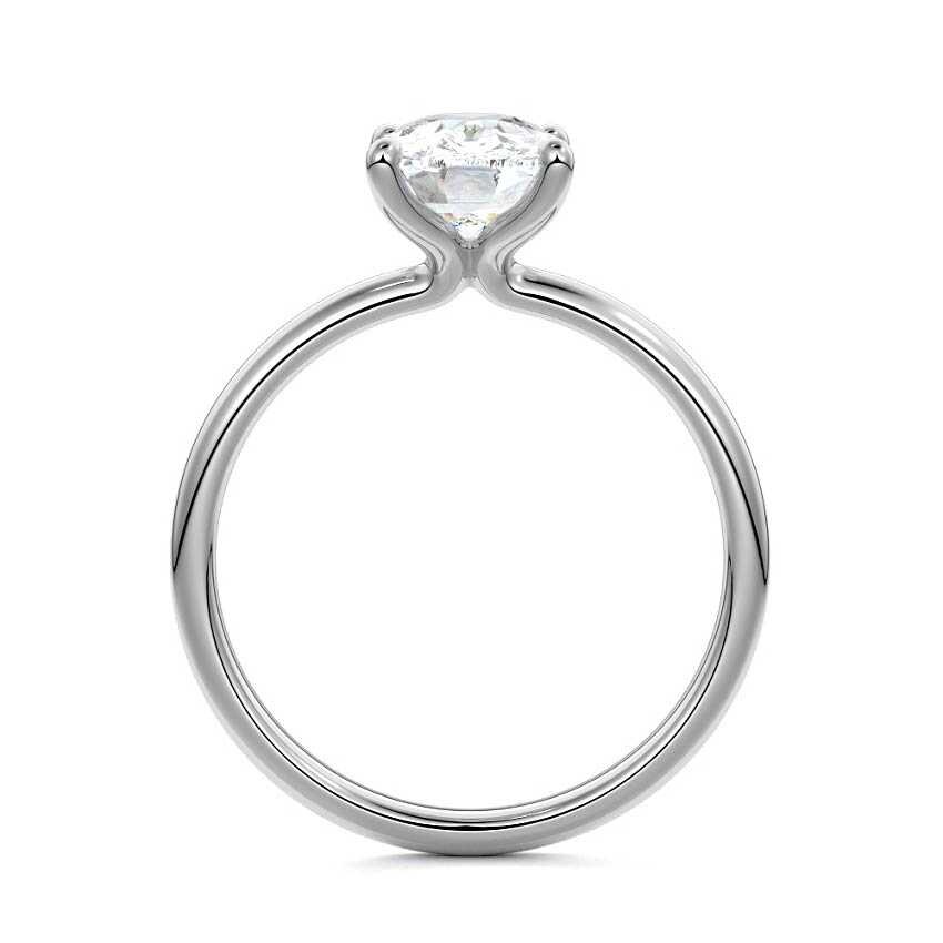 Silver Cushion Diamond Solitaire Engagement Ring with Low-Profile Basket Setting