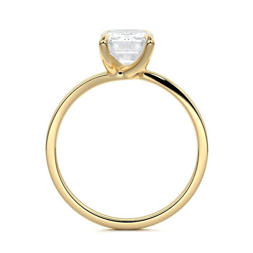 Yellow gold Emerald Diamond Solitaire Engagement Ring
