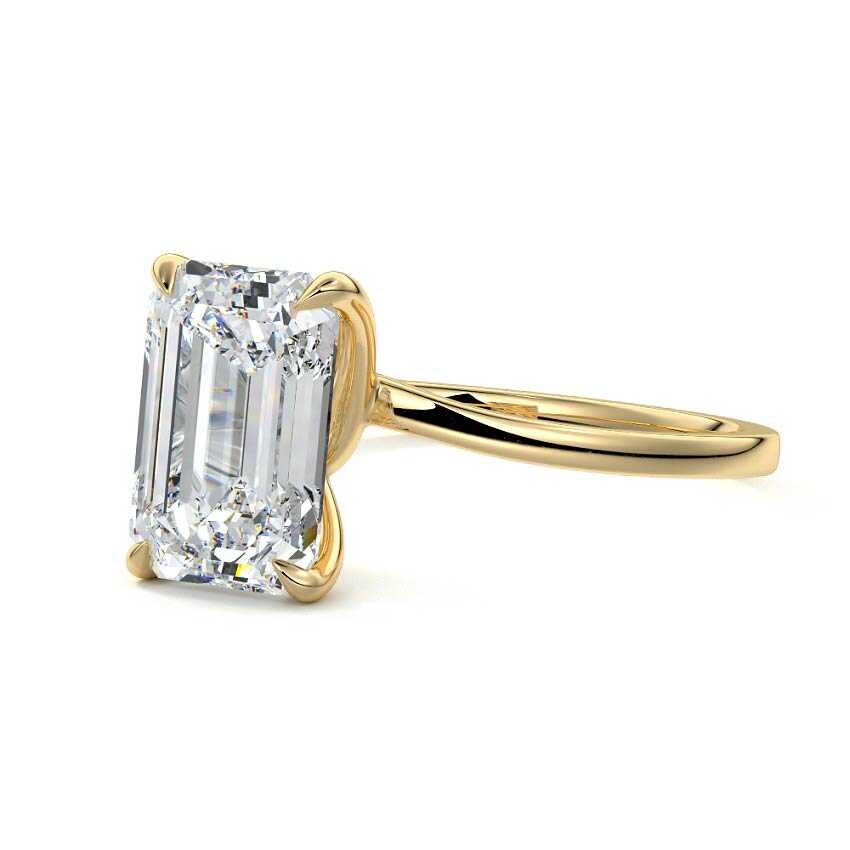 Yellow gold Emerald Diamond Solitaire Engagement Ring