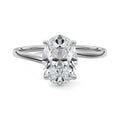 Silver Oval Diamond Solitaire Engagement Ring