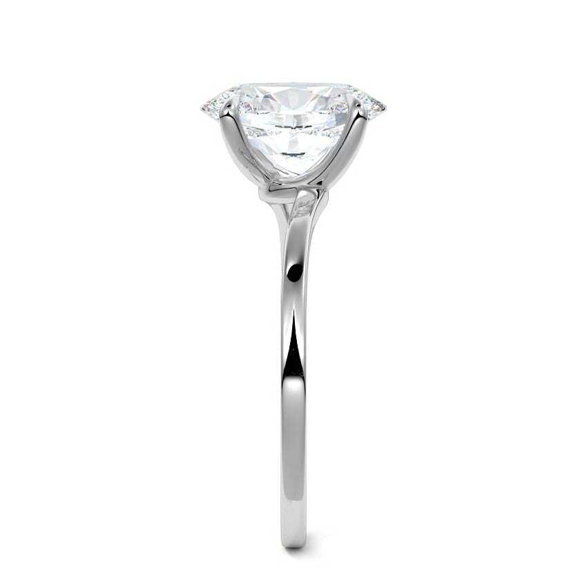 Silver Oval Diamond Solitaire Engagement Ring