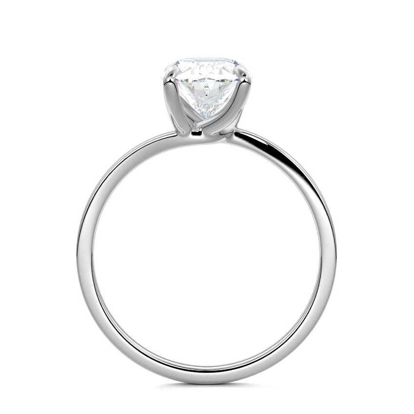 Silver Oval Diamond Solitaire Engagement Ring