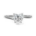 Silver Heart Diamond Solitaire Engagement Ring