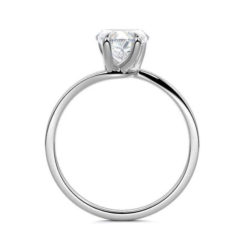 Silver Heart Diamond Solitaire Engagement Ring