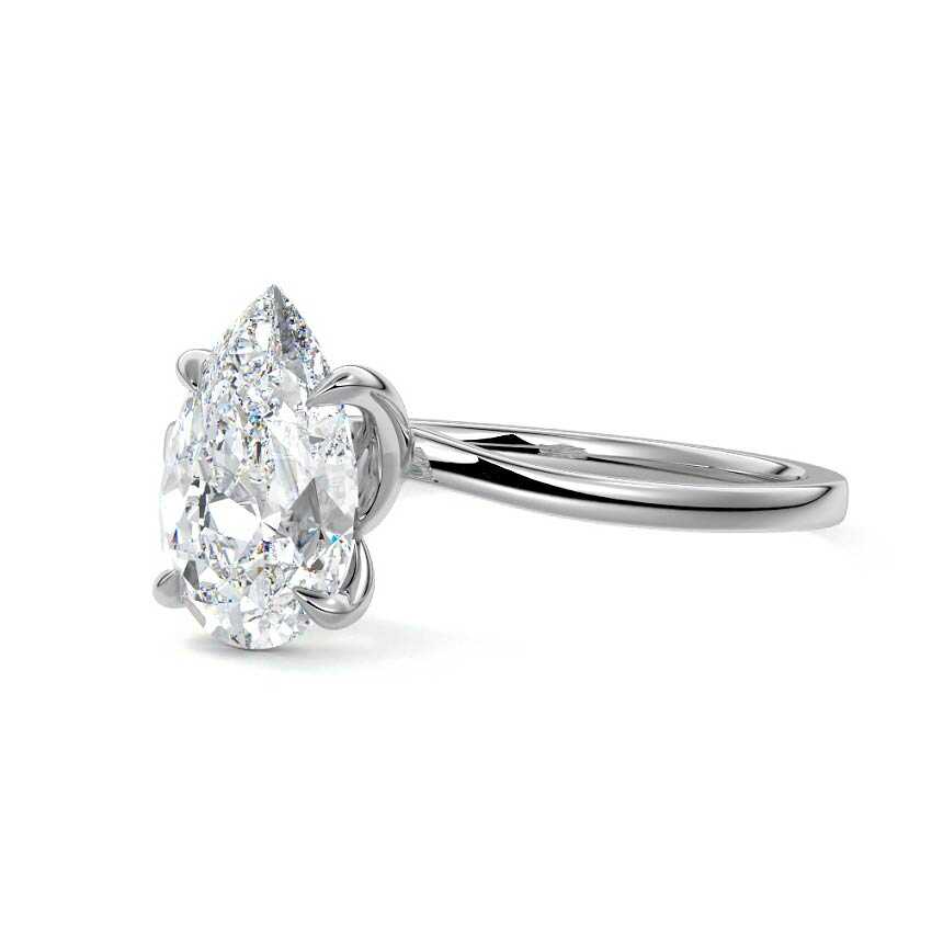 Platinum Pear Diamond Solitaire Engagement Ring