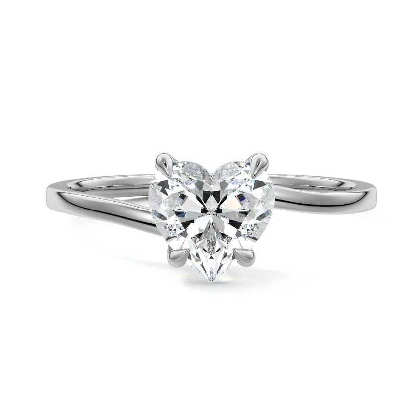 Platinum Heart Diamond Solitaire Engagement Ring