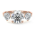 Rose gold Round Diamond Three-Stone Ring with Round Side Stones