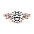 Rose gold Round Diamond Side Stone Ring with Cluster Marquise and Round Accents