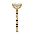 Yellow gold Cushion Diamond Solitaire Engagement Ring with Textured Band