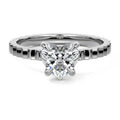 Silver Heart Diamond Solitaire Engagement Ring with Textured Band
